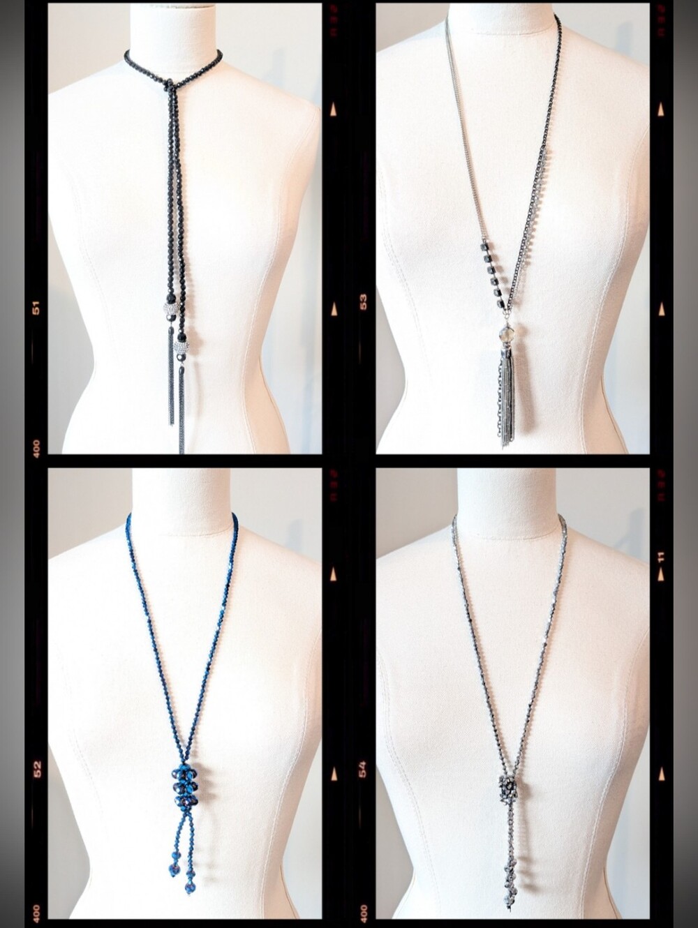 Long Lariat Necklace Lot x4 Mexx Beaded Tassel Y-Necklace